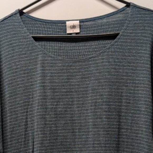 CAbi #4008 Groove Tee in Teal Stripe - Picture 6 of 14